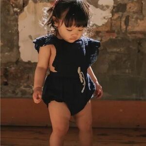 Jamie Kay Evie Navy Blue Ruffled Kids Romper
